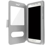 Funda Smartphones de 5.3'' à 5.5''. Doble ventana - Plata