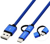 CoolBox COO-CAB-U2MC-BL cable USB 1 m USB A USB C/Micro-USB B Azul