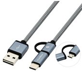 CoolBox COO-CAB-U2MC-GR cable USB 1 m USB A USB C/Micro-USB B Gris