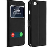 Funda iPhone 6 / 6S libro con doble ventana Carcasa de silicona - Negro