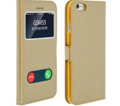 Funda iPhone 6 / 6S libro con doble ventana Carcasa de silicona - Oro