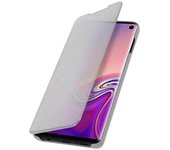Funda Efecto Espejo Samsung Galaxy S10 Tapa translúcida F. Soporte - Plateada