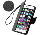 Funda libro billetera iPhone 6/6S Función soporte Fancy Style Negra