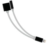 Adaptador Audio y Carga Apple iPhone a conector iPhone y Jack 3,5 mm - Blanco