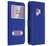 Funda Samsung Galaxy S9 libro con doble ventana Carcasa de silicona - Azul