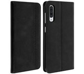 Funda cartera Samsung Galaxy A50, con efecto cuero vintage, F. Soporte - Negro