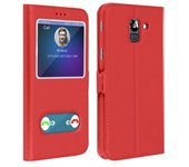 Funda Samsung Galaxy J6 con doble ventana Carcasa de silicona - Rojo