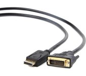 Gembird CC-DPM-DVIM-3M adaptador de cable de vídeo DisplayPort DVI Negro