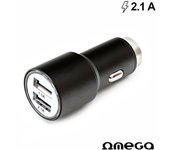 Cargador Coche Universal Doble Entrada Usb Metalico 2 x usb 2.1 Amp Negro