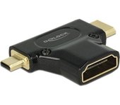 DeLOCK HDMI-A/HDMI Mini-C+ Micro-D, F/M+M Mini-HDMI + Micro-HDMI Negro