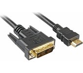 Sharkoon 4044951009053 adaptador de cable de vídeo 2 m HDMI DVI-D Negro