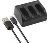 CARGADOR 3 BATERIAS KSIX  MICRO USB/ USB TYPE C INPUT PARA GO PRO HERO 5