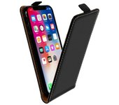 Funda iPhone X tapa vertical billetera Carcasa silicona - Negro