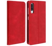 Funda cartera Samsung Galaxy A50, con efecto cuero vintage, F. Soporte - Rojo