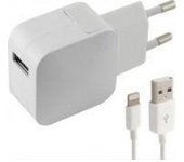 Cargador de Pared +Cable Lightning MFI KSIX USB 1 m 100-240 V 5 V 2,4 A Blanco