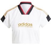 Camiseta adidas tiro cut 3 bandas cropped mujer blanco/negro