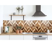 Adhesivo para muebles, armarios, pared, cocina, baños - imitación madera - rombos madera 100x100 cm