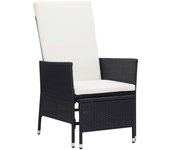 Vidaxl sillón reclinable de jardín con cojines ratán sintético negro