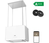 Ciarra campana isla 48 cm 700 m3/h clase a+++ booster 4 velocidades wi-fi y panel táctil con filtros de carbono blanco cd4850s