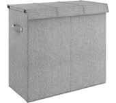 Cesto para la ropa sucia plegable 64,5 x 34,5 x 59 cm tejido imitación lino gris 02_0006209