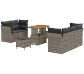 Conjunto de sofás de jardín de 8 piezas con cojines gris poliratán acacia vidaxl, conjunto de comedor de jardín de 3 piezas con cojines gris poliratán
