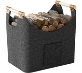 Cestas de madera, cesta de madera de fieltro grueso para asas de troncos, cesta de madera plegable para comprar troncos, 50 x 32 x 40 cm