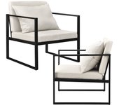 Juego de 2 sillones de salón de diseño con reposabrazos asiento y respaldo acolchados estructura maciza f 03_0005759