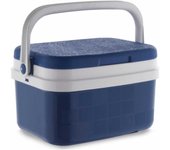 Nevera portátil con asa, 10 litros, polipropileno, porta alimentos para playa, acampada, camping, 22 x 33 x 24 cm, color azul y blanco