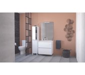 Mueble de baño belis + espejo empotrado - ancho: 80cm - acabado: blanco - entregado montado