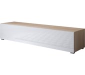 Mueble tv con patas 2 cm | mueble de televisión | mueble de salón | 1 puerta | 160x32x40cm | modelo luke h2 | sonoma mate y blanco brillo