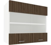 Mueble alto haaus karo, 2 puertas de cristal, roble bronce/blanco, 80 x 30 x 60 cm