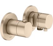 Keuco edition 400 mezclador termostático empotrado de 3 vías con conexión de manguera y soporte de ducha, 51553031231, color: bronce cepillado