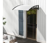 Marquesina puerta de entrada, tejadillo exterior con protección solar upf 50+, toldo transparente de aluminio y policarbonato, 122x99x28cm (negro)
