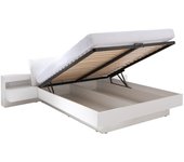 Cama con canapé renato 180x200 cm color blanco con somier y mesitas de noche con led – 291 x 90 x 236 cm