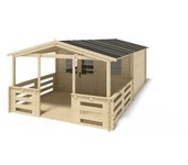 Caseta de jardín de madera-4x4 m - 28 m2 con terraza - dom611+dom618+dom548+pod04 - altanka