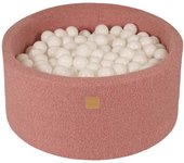 Meowbaby piscina de bolas, round seca para niños, boucle, rosa : blanco, 300 pcs, 90x40cm