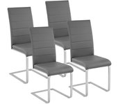 Juego de 4 sillas patas de acero salón asiento cocina comedor elegante diseño cuadrado gris 08_0000574