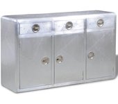 Aparador aparador consola mueble mueble almacenaje con 3 cajones estilo vintage aluminio gris 4402076
