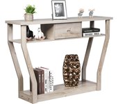 Escritorio para ordenador con soporte para monitor, con estante inferior de almacenamiento, estructura metálica ergonómica en forma de r y gancho par