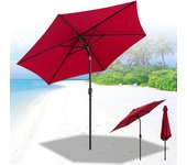 Sombrilla de jardín 270 cm, uv30+, sombrilla de exterior, sombrilla de terraza, manivela, rojo, sombrilla hawaiano