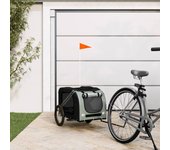 Vidaxl remolque bicicleta para mascotas hierro tela oxford negro gris