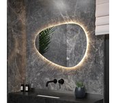 Espejo de baño - 90x60cm asimétrico - sin marco - antivaho - con luz led