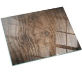Placa de cristal para chimenea, zócalo protector de chimenea, diseño moderno | 80x60 | rectángulo | patrón de madera natural