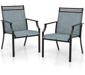 Juego de 2 sillas de jardín al aire libre de tela, sillón jardín para césped, jardín, carga 150 kg, 66 x 61 x 90 cm, azul