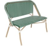 Banco de jardín en aluminio y ratán sintético blanco y verde