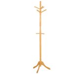 Perchero de pie de madera color miel 44x44x184