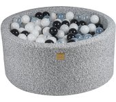 Meowbaby piscina de bolas, round seca para niños, boucle, gris melange : negro/blanco/transparente, 300 pcs, 90x40cm