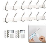 (plata) perchero de baño con 6 ganchos, moderno perchero de pared de acero inoxidable con aspecto cepillado, 44 cm