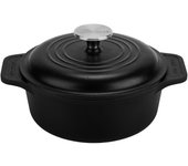 Horno holandés olla inducción hierro fundido esmaltado 20cm, cocotte 1,9l, sin ptfe ni pfoa, victoria, negro, 34894