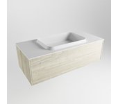 Mondiaz erin 100cm mueble de baño color light brown grey con 1 cajón. con lavabo ridge centro 1 orificio color talc